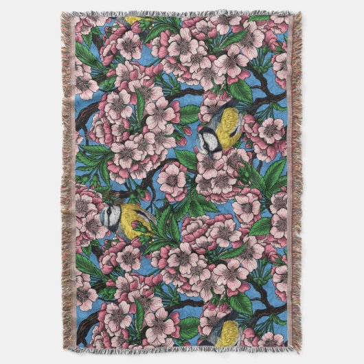 Couverture Rameaux bleus dans le cerisier en fleurs sur le bl (devant Vertical)