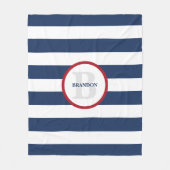 Couverture rayée marine - personnalisation (Devant)