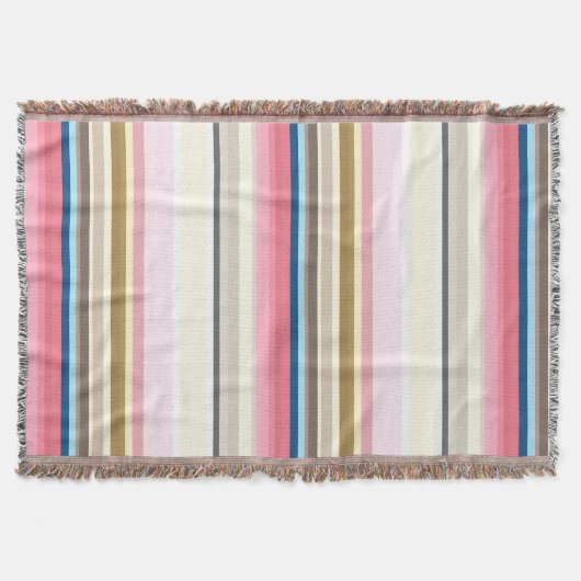 Couverture Rayures bleues, roses, amandes et café (Devant)