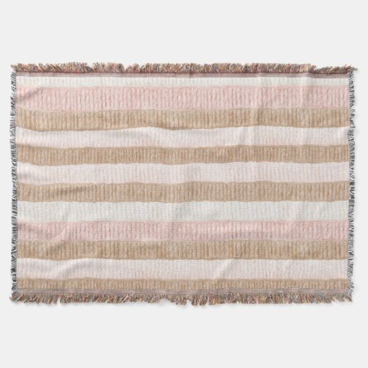 Couverture Rayures Crème Beige Rose (Devant)