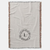 Couverture Rayures de prélèvement gris Monogramme de couronne (devant Vertical)