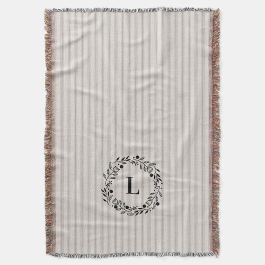 Couverture Rayures de prélèvement gris Monogramme de couronne (devant Vertical)