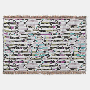 Couverture rayures motif rayées Abstraites beige turquoise p