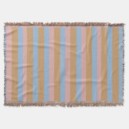 Couverture Rayures Ocres, Roses et Bleues  (Devant)