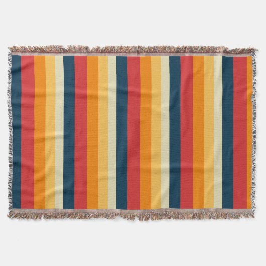 Couverture rayures rouges, bleues, orange et jaunes (Devant)