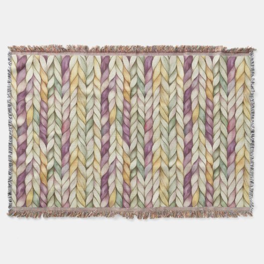 Couverture Rayures Tissées Violet Jaune Crème Vert (Devant)