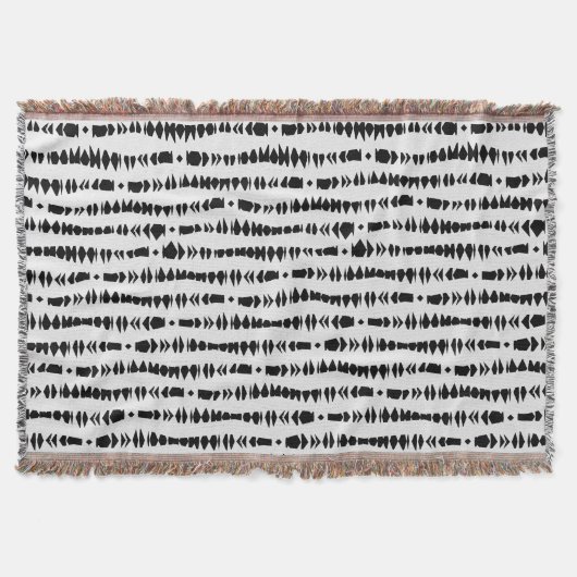 Couverture Rayures tribales contemporaines blanches et noires (Devant)