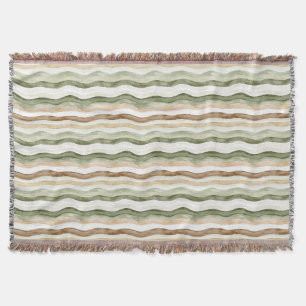 Couverture Rayures Vert Crème Marron