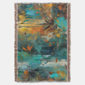 Couverture Récolte d'automne Turquoise rouille or Abstrait (devant Vertical)