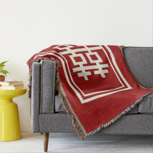 Couverture Rectangle double bonheur Mariage chinois classique