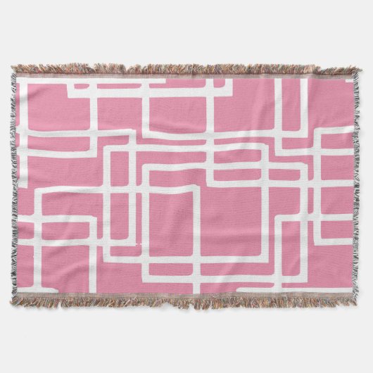 Couverture Rectangles Blancs Rétro Modernes Sur Rose Féminin (Devant)