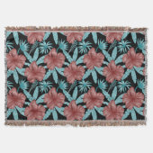 Couverture Red flowers tropical seamless pattern &blue leaves (Devant)