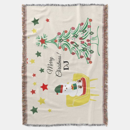 Couverture Red Green White Star Ours Monogramme Joyeux Noël (devant Vertical)