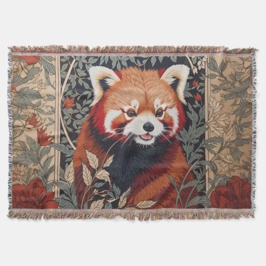 Couverture Red Panda Elegant William Morris Inspiré Floral (Devant)