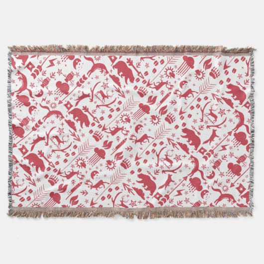 Couverture Red Rustic Holiday Moon Nuages Bear Deer Lodge (Devant)