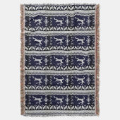 Couverture Reindeer Motif alpin blanc et marine - Monogramme (devant Vertical)
