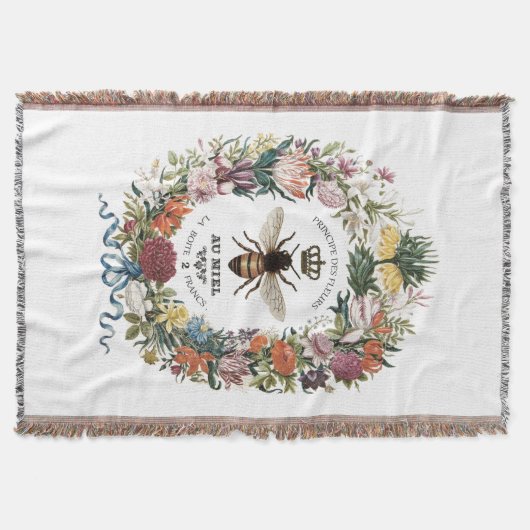 COUVERTURE REINE BOTANIQUE VINTAGE MODERNE BEE (Devant)