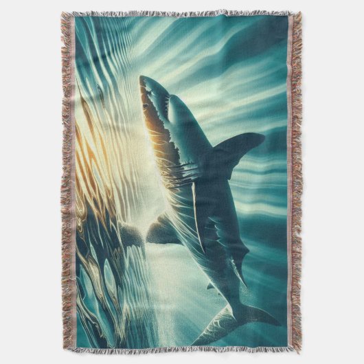 Couverture Requin dans la mer bleue profonde & soleil (devant Vertical)