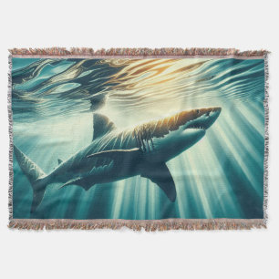 Couverture Requin dans la mer bleue profonde & soleil