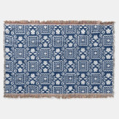 Couverture rétro 60 blanc bleu motif floral (Devant)
