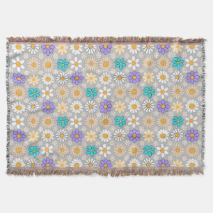 Couverture Retro Daisy Motif Simple.01. Gray BG
