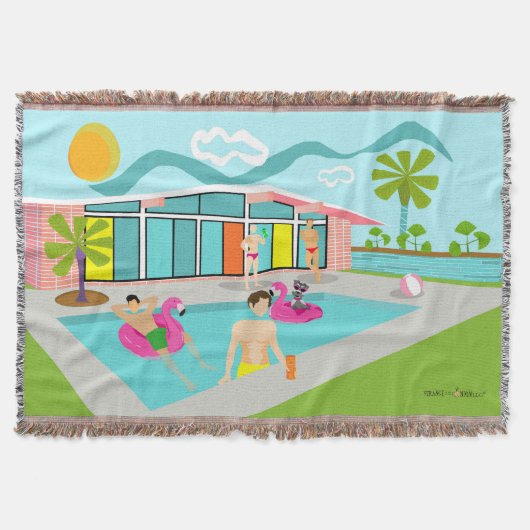 Couverture Retro Gay Pink Flamant rose Pool Party (Devant)