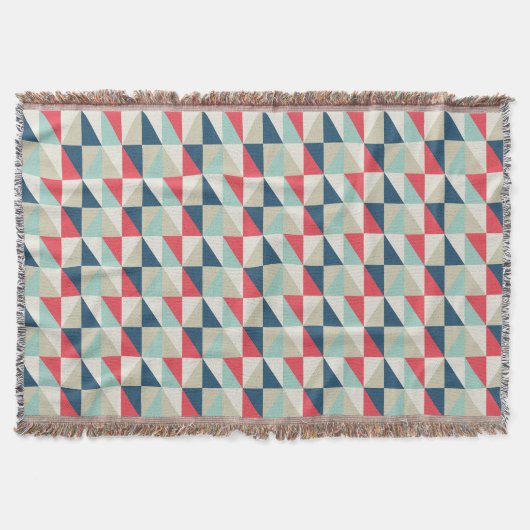 Couverture Rétro motif rouge et bleu géométrique de triangles (Devant)