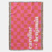 Couverture Retro Pink and Red Checkerboard Custom Wedding (devant Vertical)