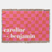 Couverture Retro Pink and Red Checkerboard Custom Wedding (Devant)