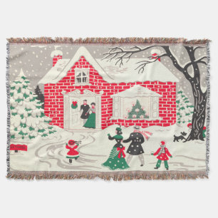 Couverture Rétro scène vintage de Noël peu de Chambre roug