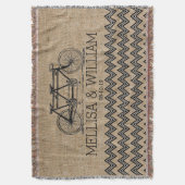 Couverture Retro Tandem Bicycle Chevron Burlap Mariage cadeau (devant Vertical)