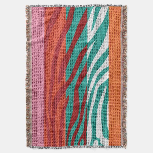 Couverture Retro Zebra Skin Imprimer Motif Burlap Rustique #6 (devant Vertical)