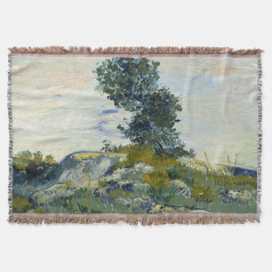 Couverture Roches avec chêne, peinture à l'huile de Van Gogh