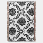Couverture Rococo Damask Lg Pattern Black on White (devant Vertical)