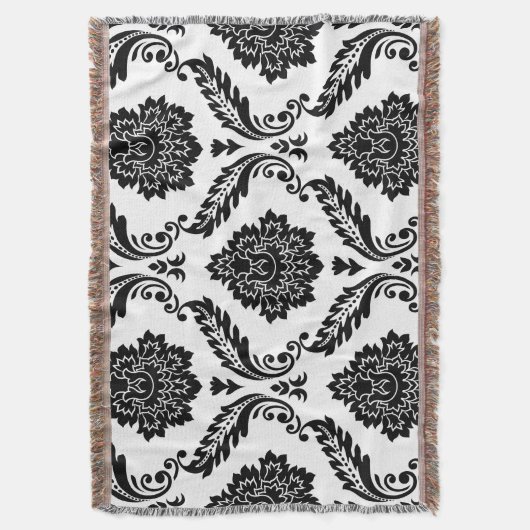 Couverture Rococo Damask Lg Pattern Black on White (devant Vertical)