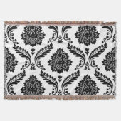 Couverture Rococo Damask Lg Pattern Black on White (Devant)