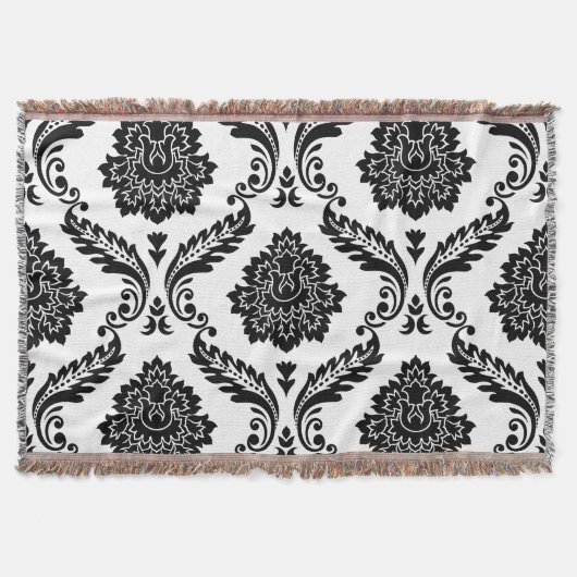 Couverture Rococo Damask Lg Pattern Black on White (Devant)