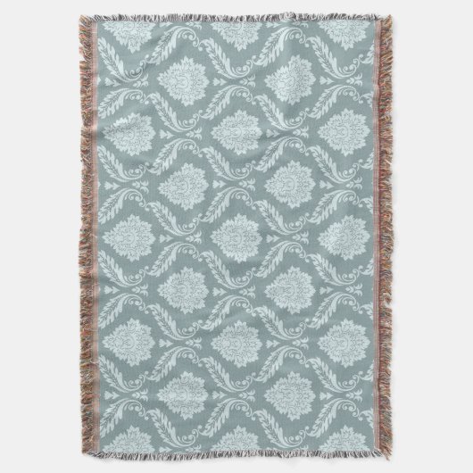 Couverture Rococo Damask Pattern Duck Egg Blue+Teal (devant Vertical)