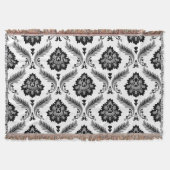 Couverture Rococo Damask Pattern Grey Black White (Devant)