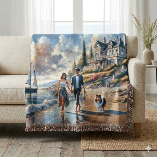 Couverture Romantic Coastal Cottage Sunset Stroll