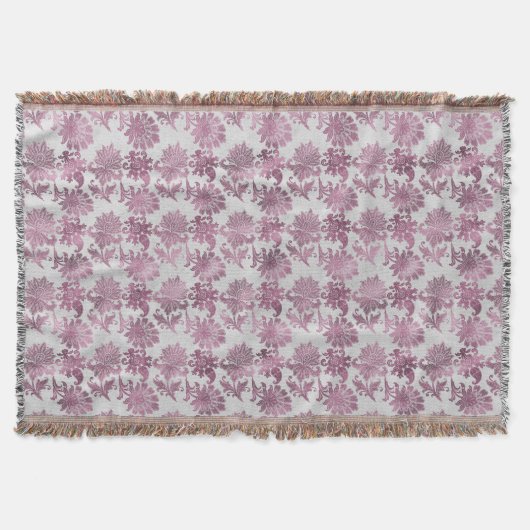 Couverture Romantique Bourgogne Rouge Argent Floral (Devant)