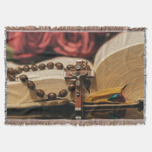 Couverture Rosaire en bois avec Jésus sur Croix
