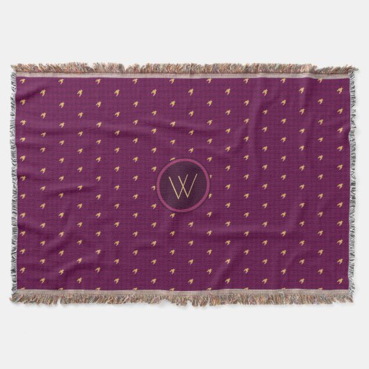 Couverture Rose avec l'or Accent Houndstooth Jetez la couvert (Devant)