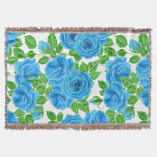 Couverture Rose bleu aquarelle motif transparent (Devant)