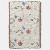 Couverture Rose Bourgogne Fleurs Blanches Bleues Papillon (devant Vertical)