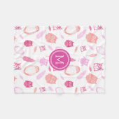 Couverture rose de monogramme de motif de plumes (Devant (Horizontal))