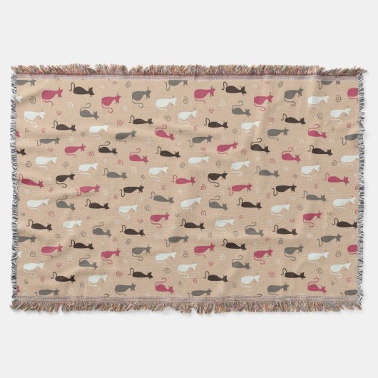 Couverture rose de motif de chats (Devant)