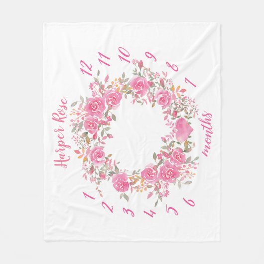 Couverture rose d'étape importante de bébé (Devant)