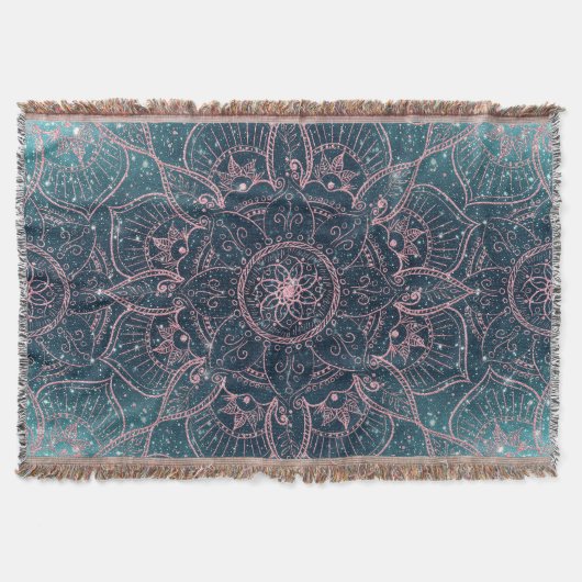 Couverture Rose élégant Gold Mandala Blue Nebula Stars (Devant)