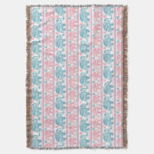 Couverture Rose et motif ethnique turquoise d'éléphant (devant Vertical)